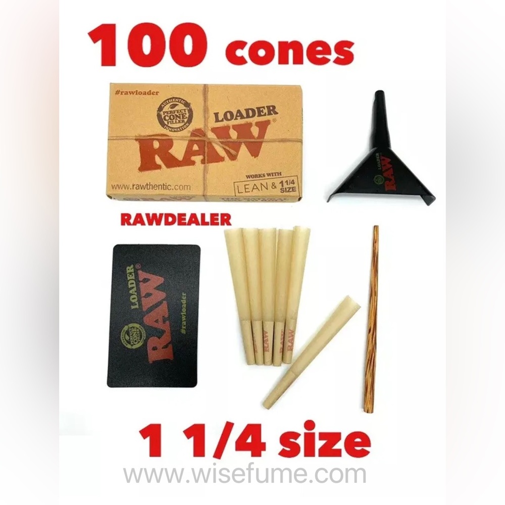 raw classic 1 1/4 size pre rolled cone(100 pack)+raw cone loader
